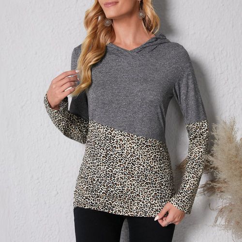 Sweat-shirt à capuche léopard - SHEIN - Modalova