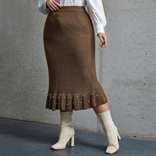 Jupe en tricot taille haute à perles à volants - SHEIN - Modalova