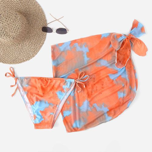 Pièces Bas de bikini à blocs de couleurs avec jupe de plage - SHEIN - Modalova