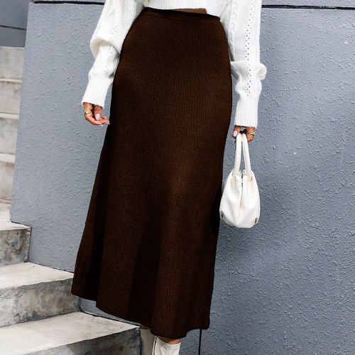 Jupe en tricot côtelé taille haute - SHEIN - Modalova