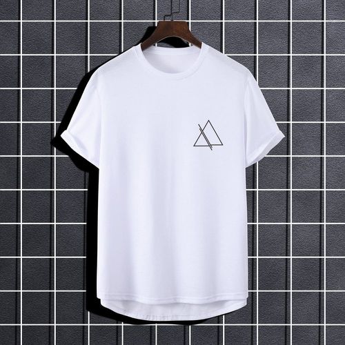 T-shirt asymétrique à imprimé géométrique - SHEIN - Modalova