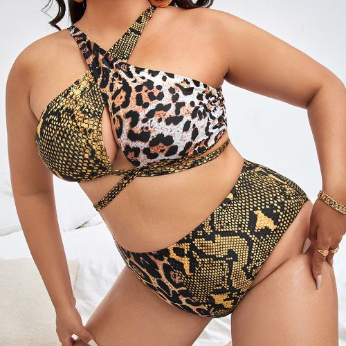 Bikini à imprimé léopard et python croisé - SHEIN - Modalova