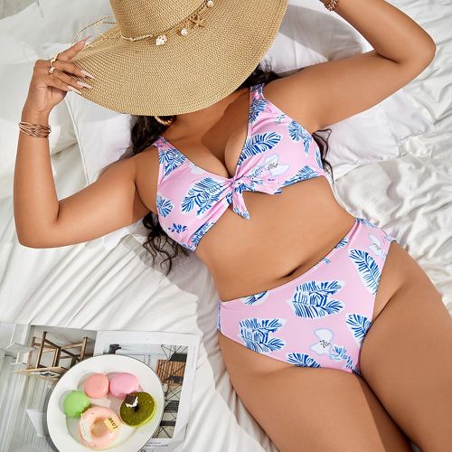 Bikini à imprimé végétale à nœud - SHEIN - Modalova