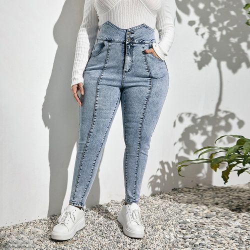 Jean skinny taille asymétrique délavé - SHEIN - Modalova