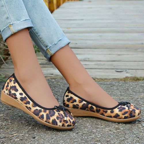Chaussures plates léopard à nœud papillon - SHEIN - Modalova