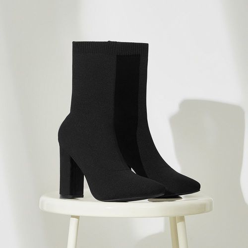 Bottes chaussettes minimaliste à bout pointu à talons épais - SHEIN - Modalova
