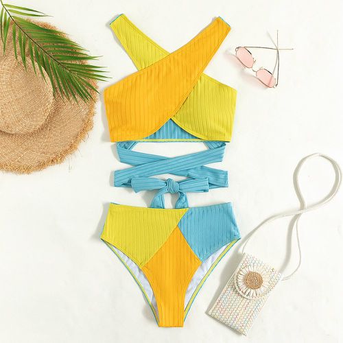 Bikini à blocs de couleurs croisé - SHEIN - Modalova
