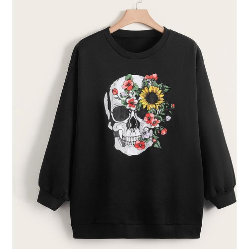 Sweat-shirt tête de mort & à imprimé floral - SHEIN - Modalova