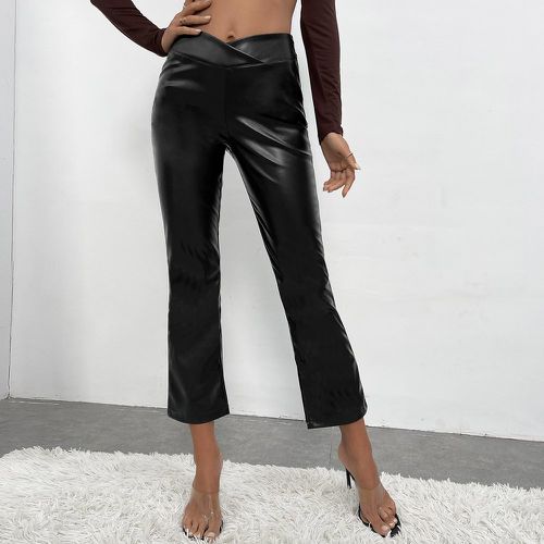 Pantalon évasé taille asymétrique fendu en cuir PU - SHEIN - Modalova