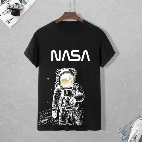 T-shirt astronaute et à lettres - SHEIN - Modalova