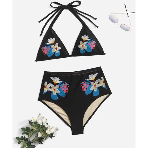 Bikini brodé fleur taille haute - SHEIN - Modalova