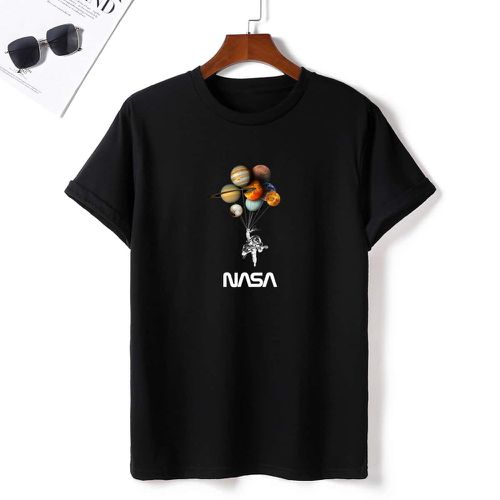 T-shirt à imprimé astronaute et lettres - SHEIN - Modalova