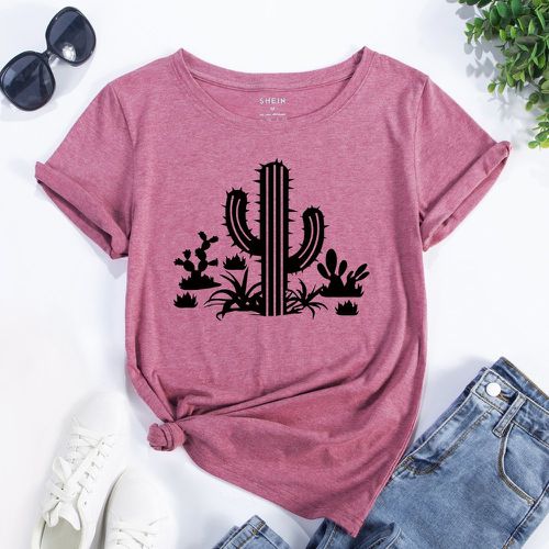 T-shirt à imprimé cactus à manches courtes - SHEIN - Modalova