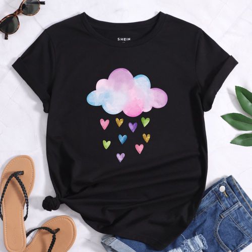 T-shirt à imprimé cœur et nuage - SHEIN - Modalova