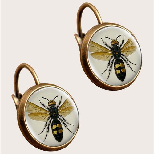Boucles d'oreilles à imprimé abeille design rond - SHEIN - Modalova