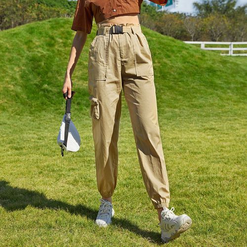 Pantalon trapèze taille haute avec ceinture à boucle - SHEIN - Modalova