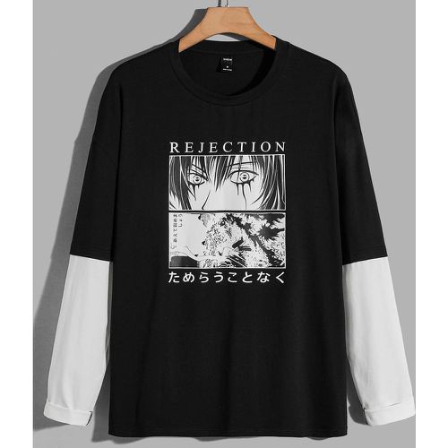 T-shirt 2 en 1 à motif figure et japonais - SHEIN - Modalova