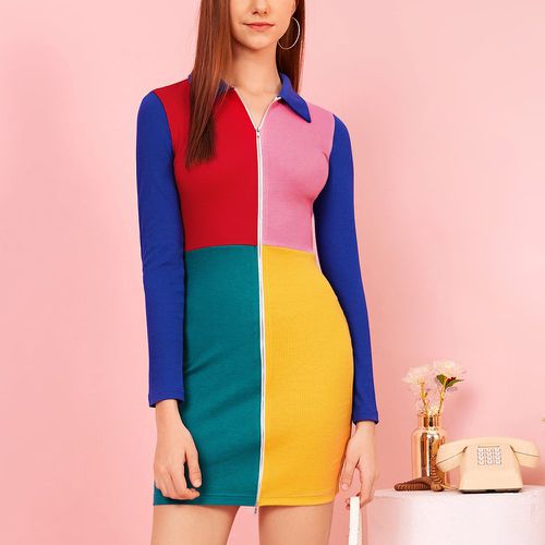 Robe à blocs de couleurs zippé - SHEIN - Modalova