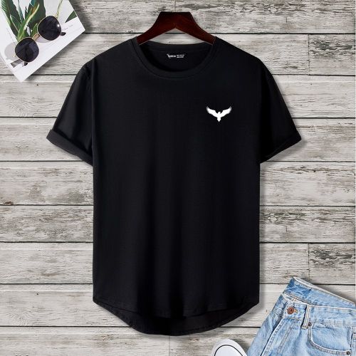 T-shirt asymétrique à imprimé aigle - SHEIN - Modalova