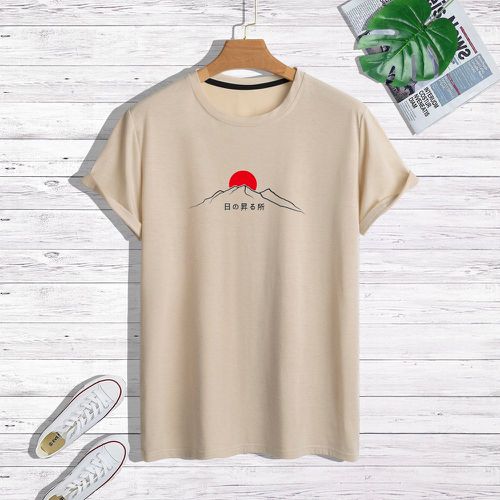 T-shirt à motif soleil et lettre japonaise - SHEIN - Modalova