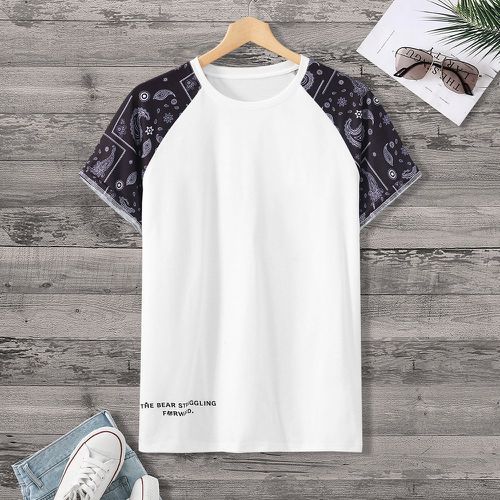 T-shirt aléatoire à imprimé manches raglan - SHEIN - Modalova