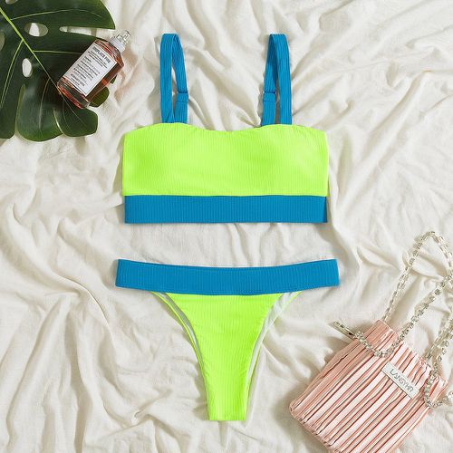 Bikini à blocs de couleurs côtelé - SHEIN - Modalova