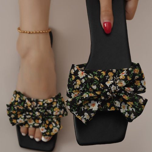 Sandales plates fleuri à nœud - SHEIN - Modalova