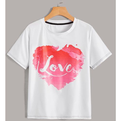 T-shirt à motif cœur et lettre - SHEIN - Modalova