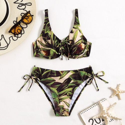 Bikini à armatures à imprimé végétale à cordon - SHEIN - Modalova