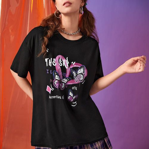 T-shirt papillon à lettres - SHEIN - Modalova