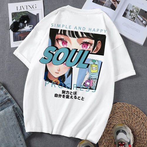 T-shirt lettre japonaise et figure - SHEIN - Modalova