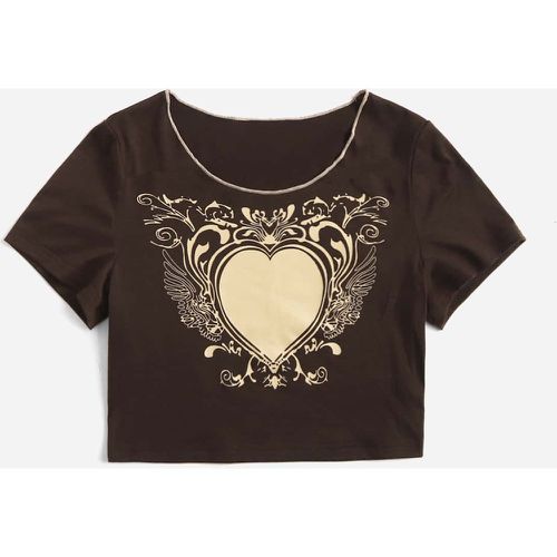 T-shirt court à imprimé cœur - SHEIN - Modalova