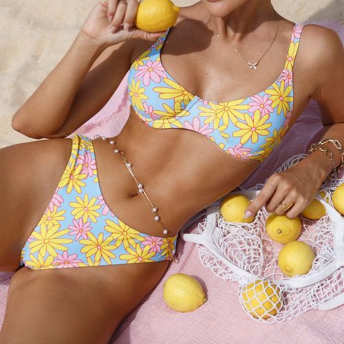 Bikini à imprimé floral échancré - SHEIN - Modalova