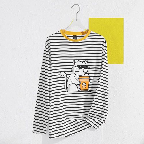 T-shirt à imprimé chat à rayures - SHEIN - Modalova