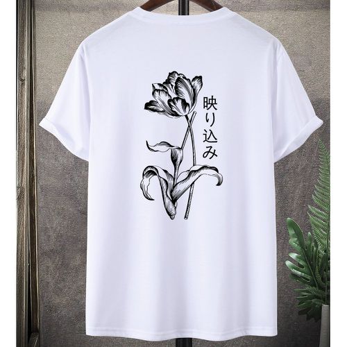 T-shirt fleuri & lettre japonaise - SHEIN - Modalova