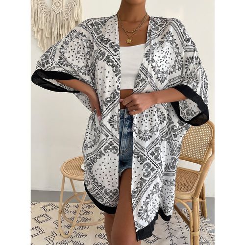 Kimono à imprimé à liseré contrastant - SHEIN - Modalova