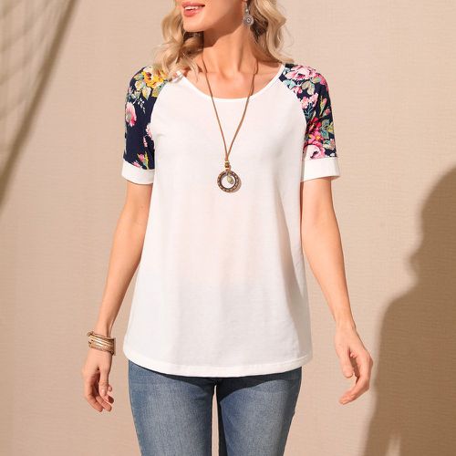 T-shirt à imprimé floral à manches raglan - SHEIN - Modalova
