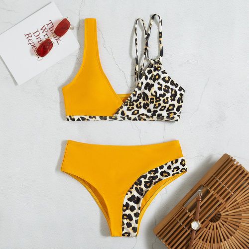 Bikini léopard à blocs de couleurs - SHEIN - Modalova