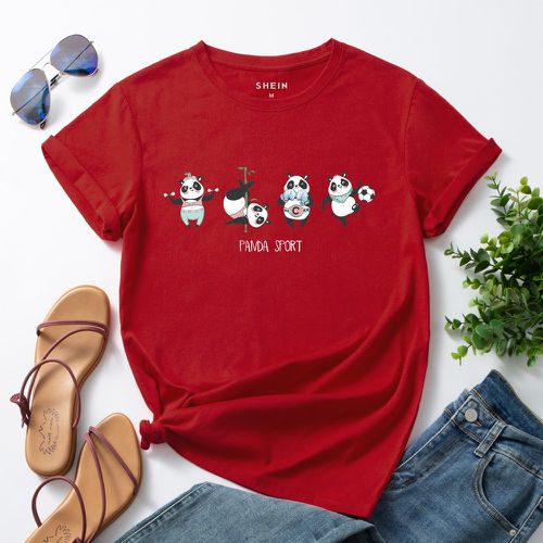T-shirt à imprimé panda et lettres - SHEIN - Modalova