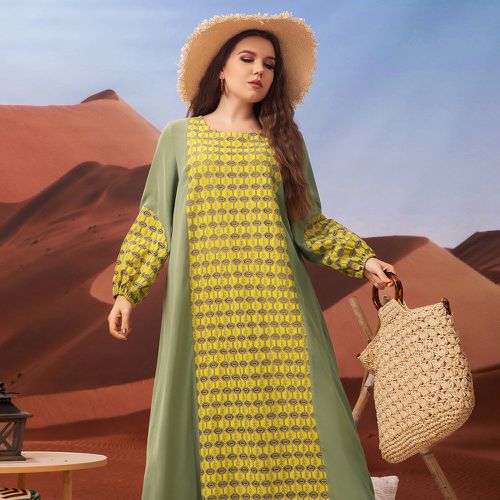 Robe tunique aléatoire à imprimé damassé manches bouffantes - SHEIN - Modalova