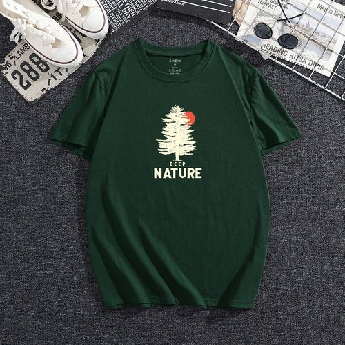 T-shirt à imprimé arbre et lettre - SHEIN - Modalova