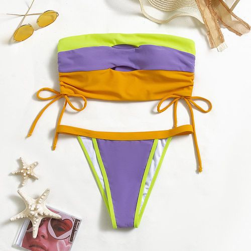 Bikini à blocs de couleurs à cordon - SHEIN - Modalova
