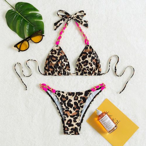 Bikini triangulaire ras-du-cou léopard - SHEIN - Modalova