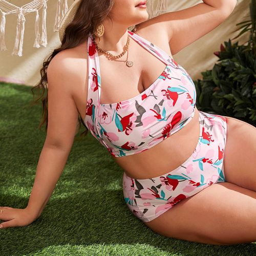 Bikini à imprimé floral ras-du-cou taille haute - SHEIN - Modalova