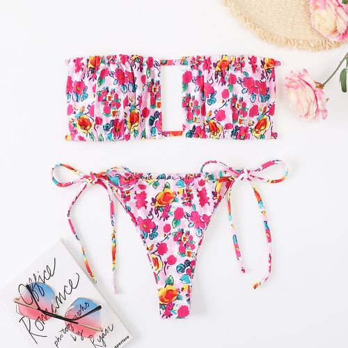 Bikini bandeau à nœud à imprimé floral - SHEIN - Modalova