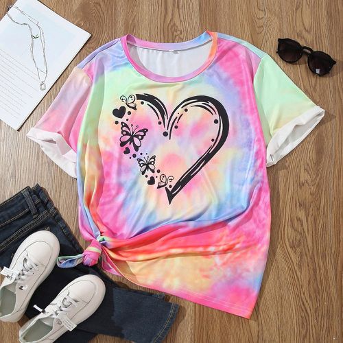 T-shirt à imprimé cœur et papillon tie dye - SHEIN - Modalova