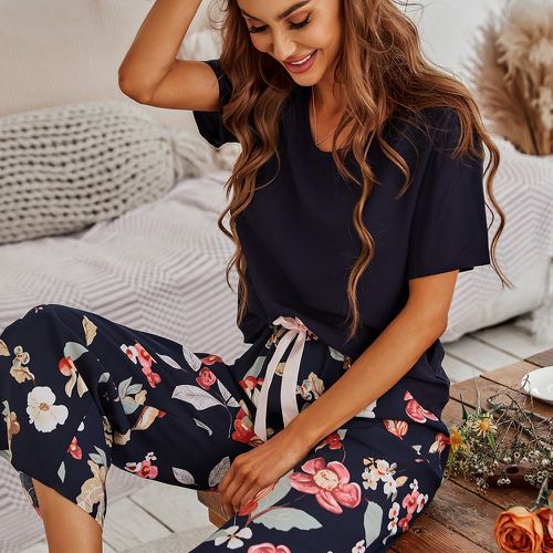 Ensemble de pyjama à imprimé floral à nœud - SHEIN - Modalova
