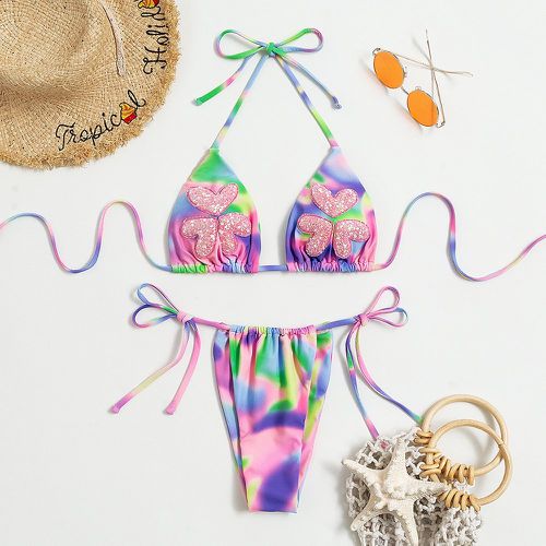 Bikini triangulaire ras-du-cou à paillettes scintillantes à détail cœur - SHEIN - Modalova