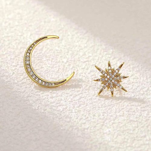 Boucles d'oreilles dépareillées à strass design lune et étoile - SHEIN - Modalova