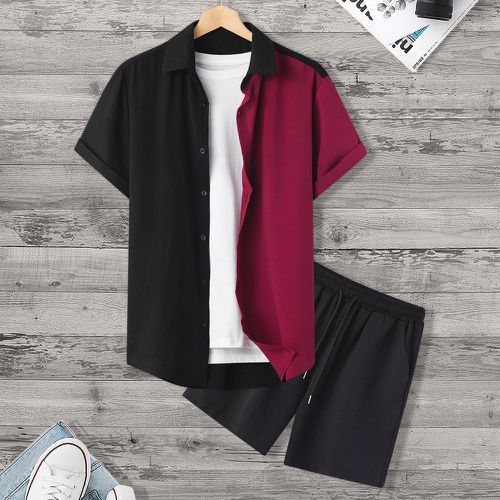 Aléatoire bicolore Chemise & Short à cordon (sans t-shirt) - SHEIN - Modalova
